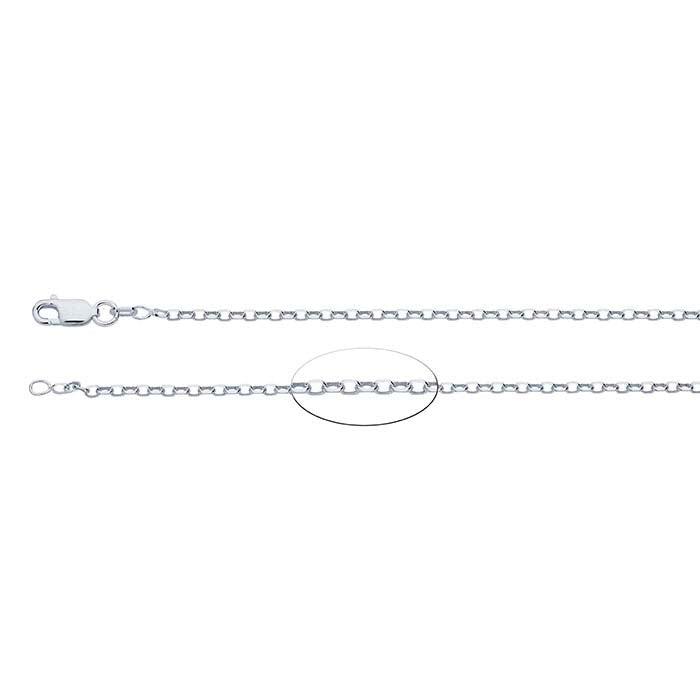 Sterling Silver 2mm Diamond-Cut Oval Rolo Chain