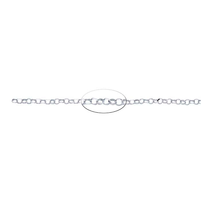 Sterling Silver 3.1mm Diamond-Cut Round Rolo Chain, By the Foot