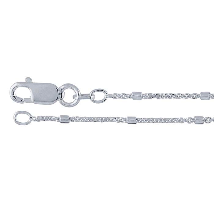 Sterling Silver 1.2mm Cable Chain with 1.5mm Tube Bead Accents