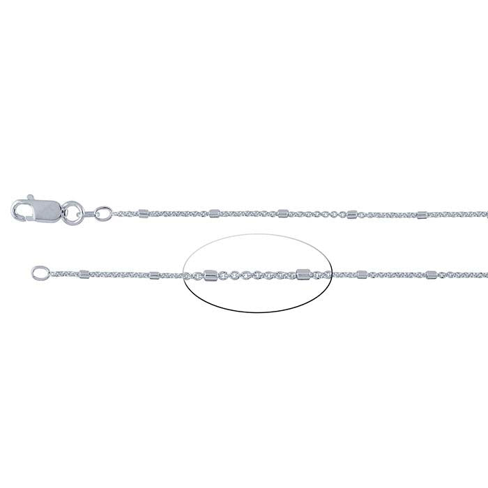 Sterling Silver 1.2mm Cable Chain with 1.5mm Tube Bead Accents