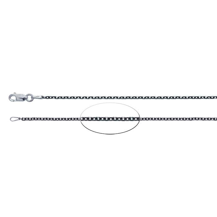 Sterling Silver Black Ruthenium-Plated 1.75mm Diamond-Cut Oval Cable Chain