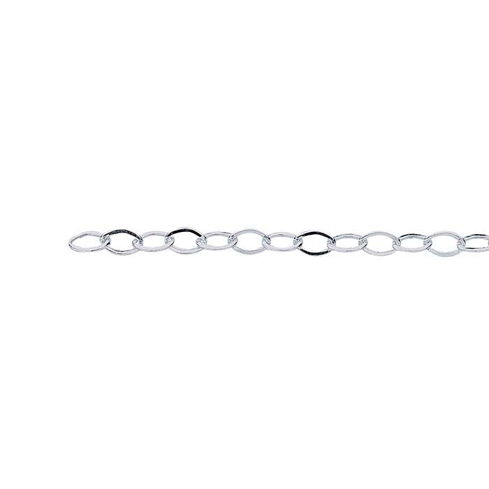 Catena a cavo piatta argentata 1/10 da 2,2 mm, al piede