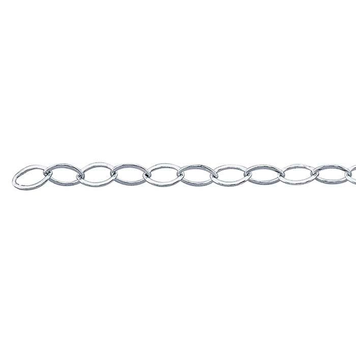Sterling Silver 2.3mm Flat Oval Cable Chain, 3.05 m. Spool