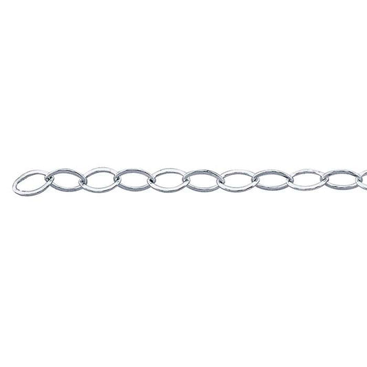 Sterling silver 2,3 mm flat oval kabelkedja, 3,05 m. spole