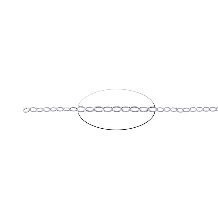 Sterling Silver 2.3mm Flat Oval Cable Chain, 3.05 m. Spool