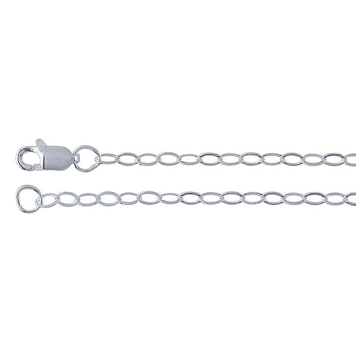 Sterling sølv 2,3 mm flat oval kabelkjede