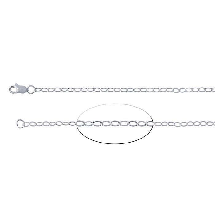 Sterling sølv 2,3 mm flad oval kabelkæde