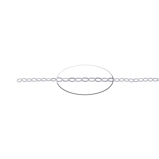 Sterling Silver 2.3mm Flat Oval Kabelkedja, 15.24 m. Spole