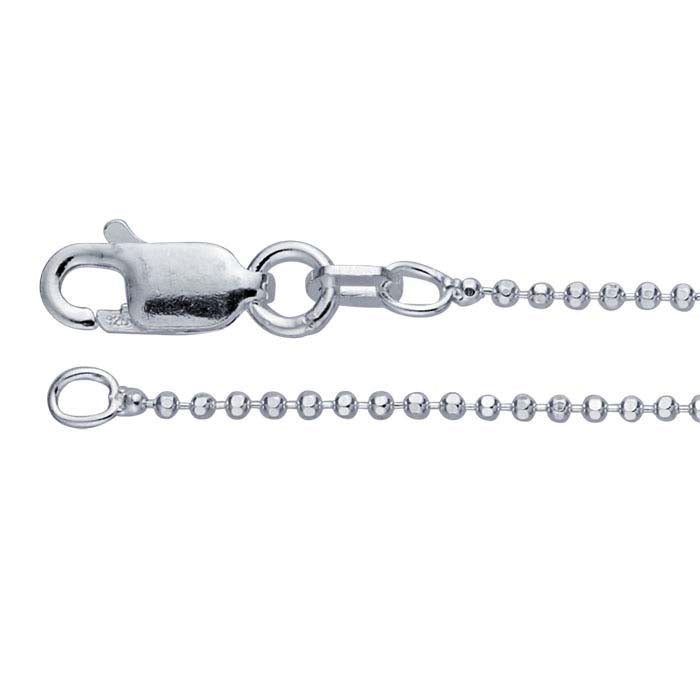 Sterling Silber 1,2 mm Diamantschliff-Perlenkette