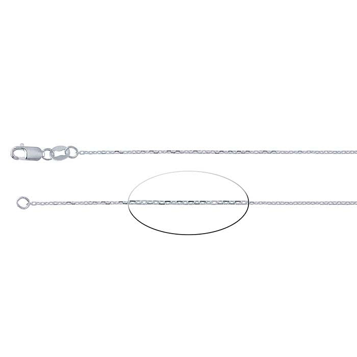 Sterling Silver 1mm diamantkapad oval kabelkedja