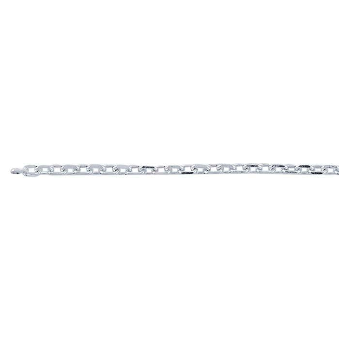 Catena a cavo ovale diamantata in argento sterling 1mm, al piede