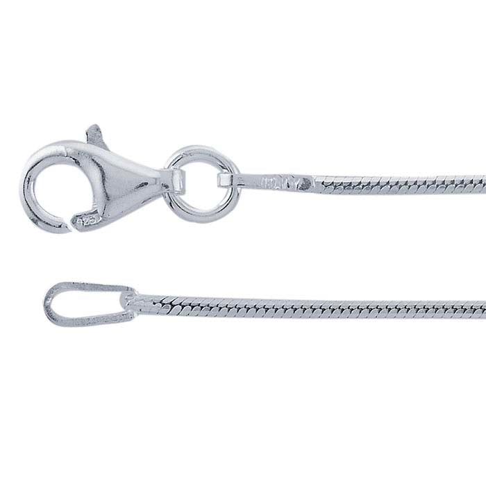 Sterling Silver 1mm Eight-Sided Seamed Snake Chain