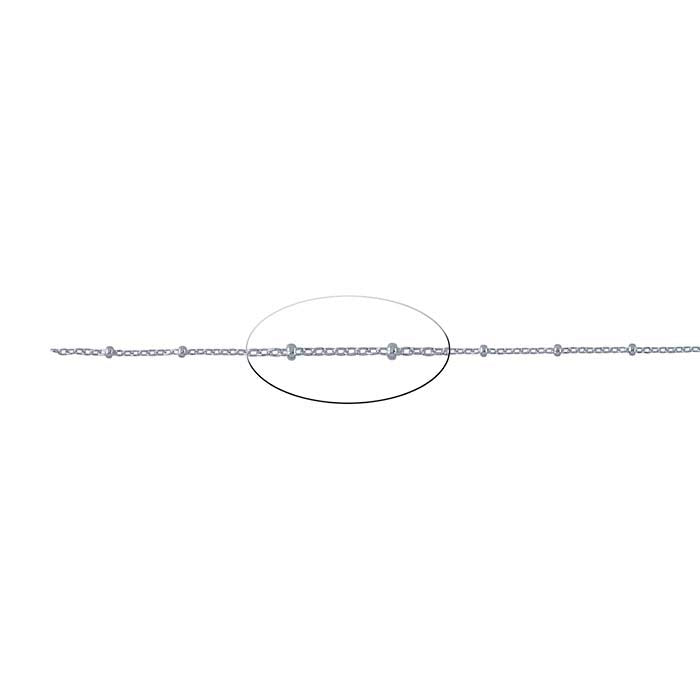 Sterling Silver 1.2mm Cable Chain with 2mm Beads, By the Foot
