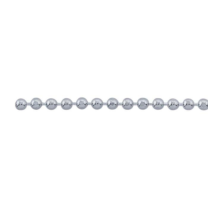 Sterling Silver 1.5mm Diamond-Cut Bead Chain, By the Foot