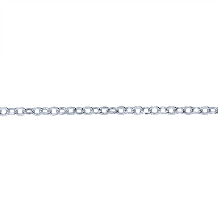 Sterling Silver 1,3 mm platt rund kabelkedja, per fot