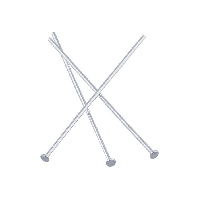 Sterling Silver 25.4mm 1.5mm Flat Head Pin, 0.51mm, 1/2-Hard