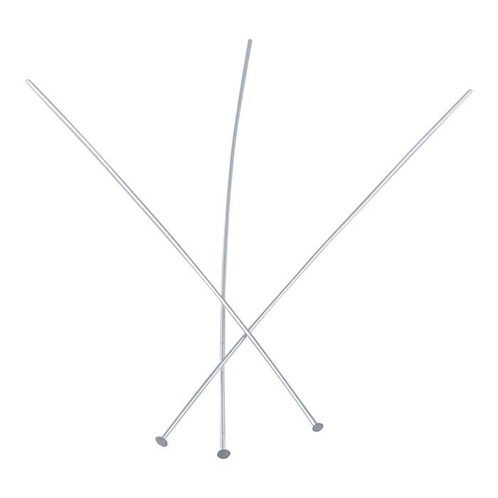Sterling Silver 76.2mm 1.5mm Flat Head Pin, 0.51mm, 1/2-Hard