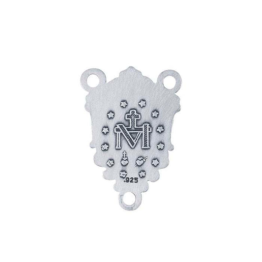 Sterling Silver Miraculous Medal Rosary Center Pendant