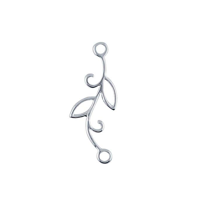 Sterling Silver Leaf and Tendril Link Component