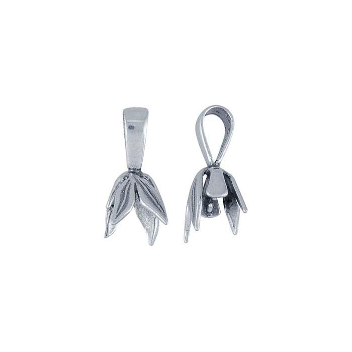Sterling Silver Leaves Pinch Bail
