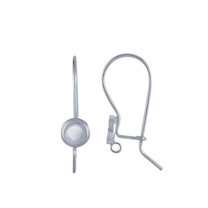 Sterling Silver 6mm Round Cabochon Kidney Ear Wire Mounting with Loop