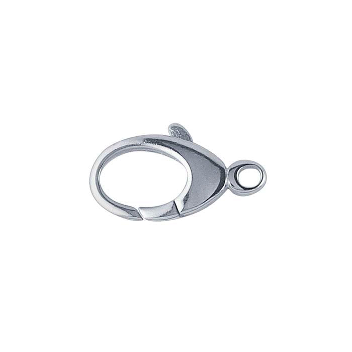 Sterling Silver 15.3 x 8.9mm Teardrop Lobster Clasp with Closed Ring