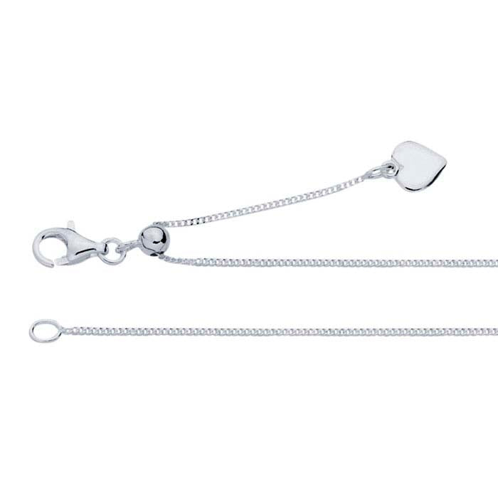 Sterling Silver 0.85mm Diamond-Cut Curb Chain Necklace, Adjustable