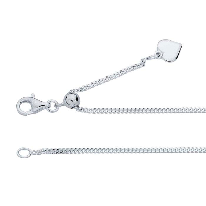 Sterling Silver 1.3mm Diamond-Cut Curb Chain Necklace, Adjustable