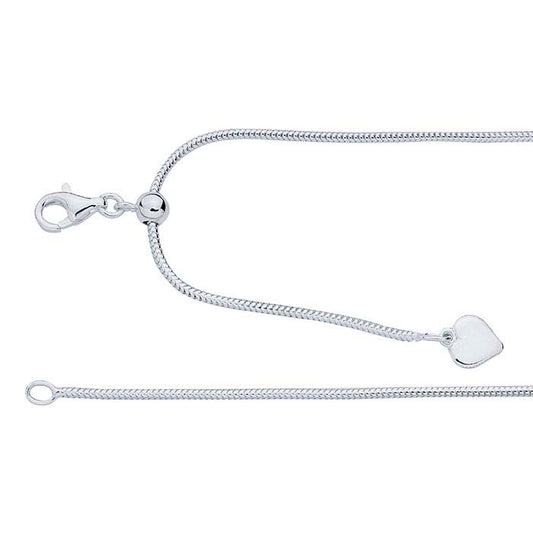 Halsband i sterlingsilver med rund, 1,3 mm sömd ormkedja, justerbar