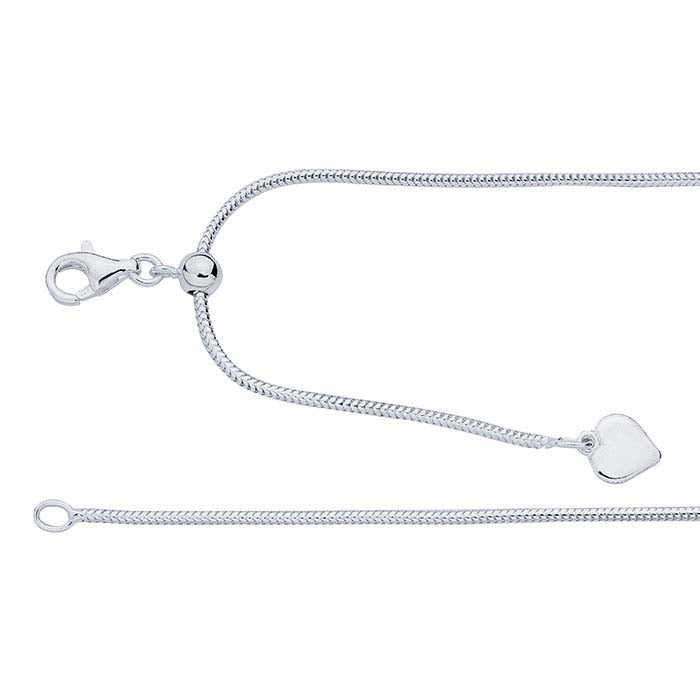 Sterling Silver Round Seamed Snake Chain Necklaces, Adjustable