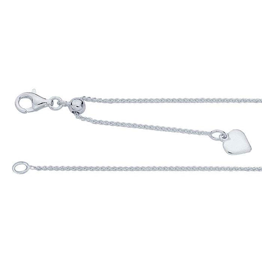 Sterling Silver 1mm Wheat Chain Necklace, Adjustable