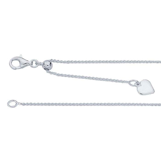 Sterling Silver 1mm  Wheat Chain Necklace, Adjustable