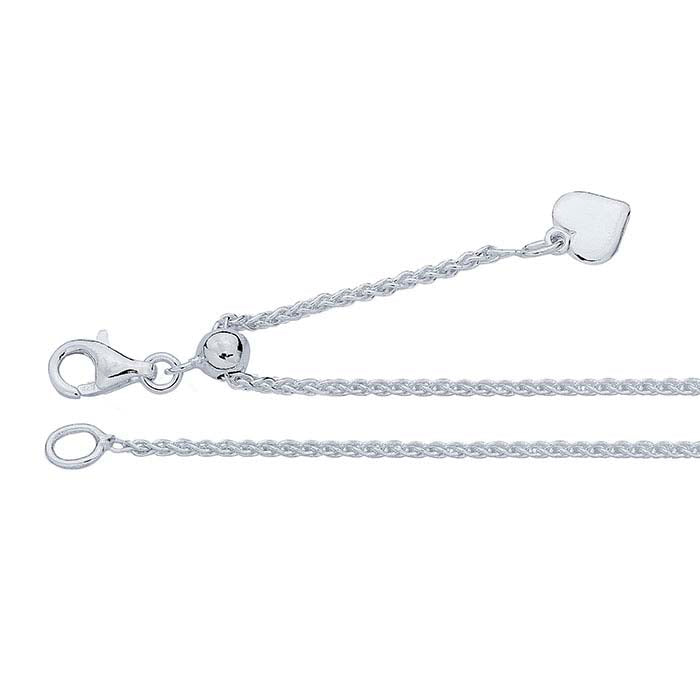 Sterling Silver 1.5mm Wheat Chain Necklace, Adjustable
