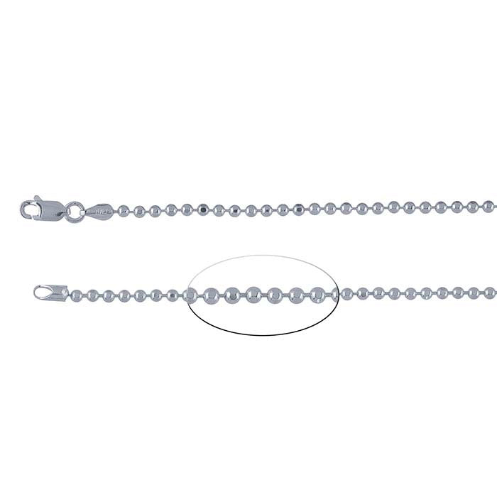 स्टर्लिंग सिल्वर 1.8mm डायमंड-कट बीड चेन