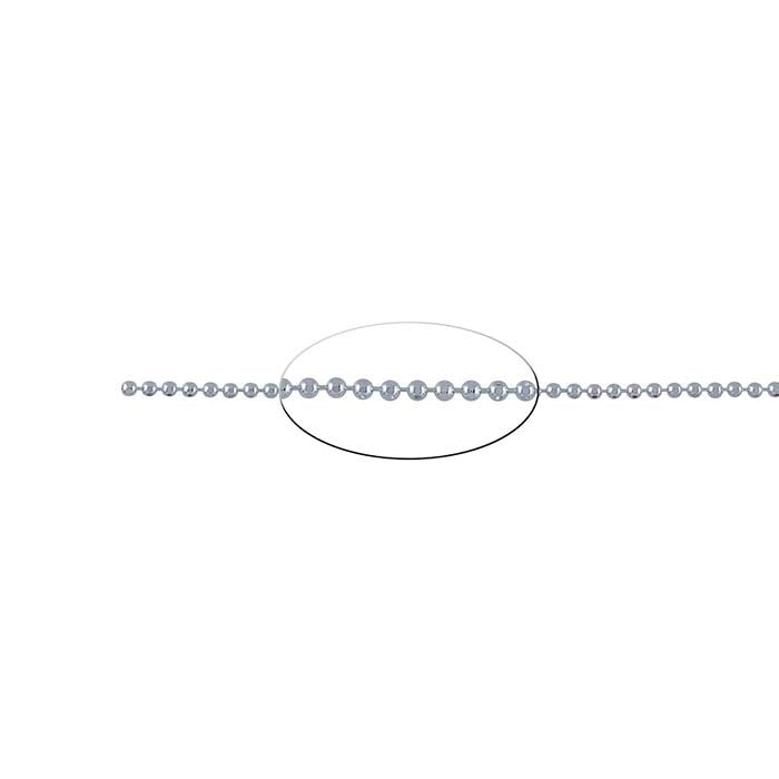 Sterling Silver 2.5mm Diamond-Cut Bead Chain, By the Foot