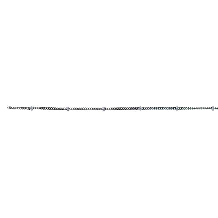 Sterling Silver Black Oxidized 1mm Curb Chain with Roundel Bead Accents