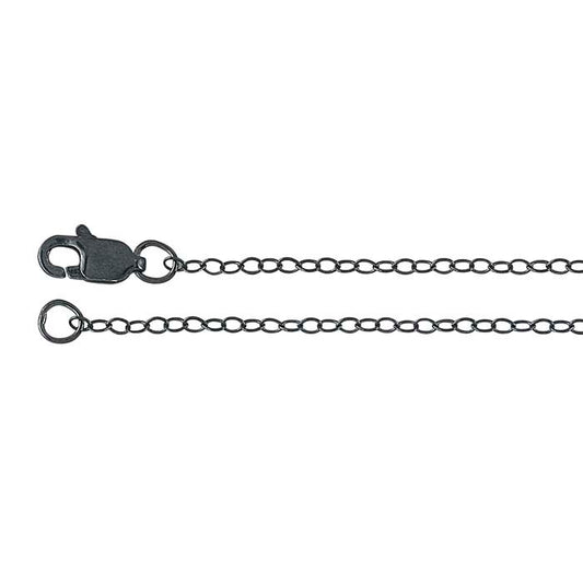 Sterling Silver Black Oxidized 1.4mm Flat Oval Cable Chain