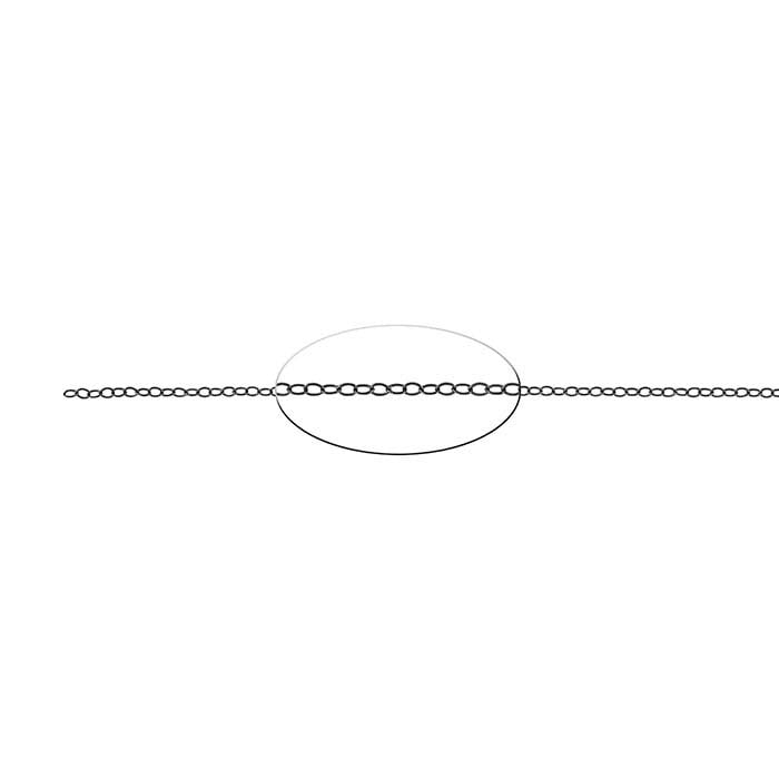 Sterling Silver Black Oxidized 1.4mm Flat Oval Cable Chain, By the Foot