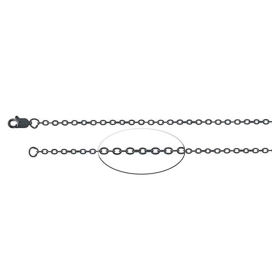 Sterling Silver Black Oxidized 1.8mm Flat Oval Cable Chain