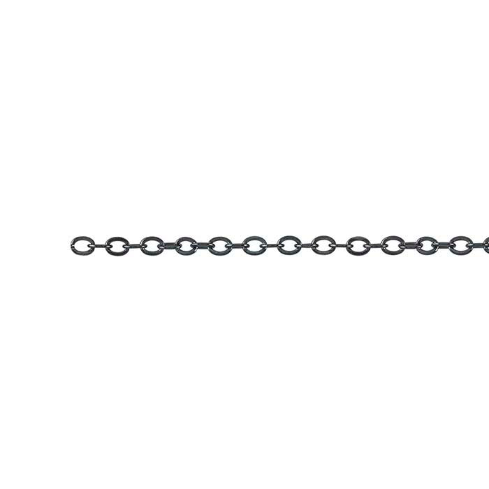 Sterling Silver Black Oxidized 1.8mm Flat Oval Cable Chain, By the Foot