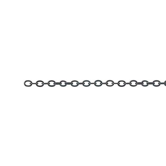 Sterling Silver Black Oxidized 1.8mm Flat Oval Cable Chain, By the Foot