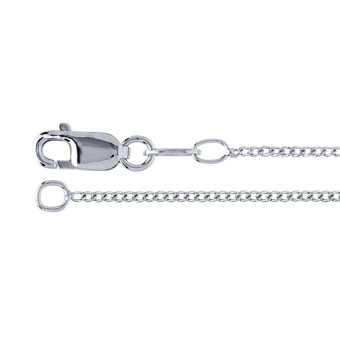 Sterling Silver Rhodium-Plated 0.9mm Curb Chain