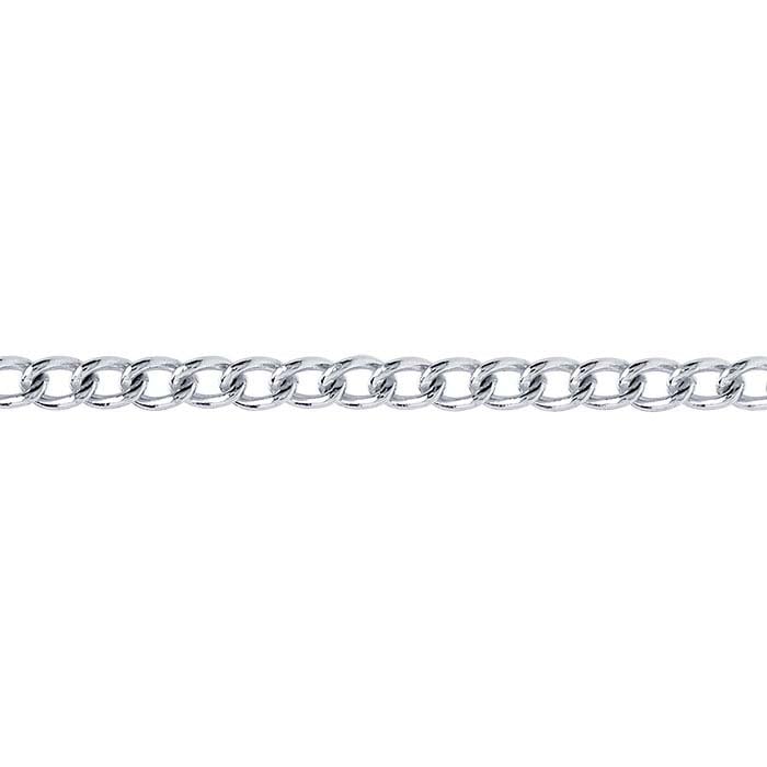 Sterling Silver Rhodium-Plated 0.9mm Curb Chain