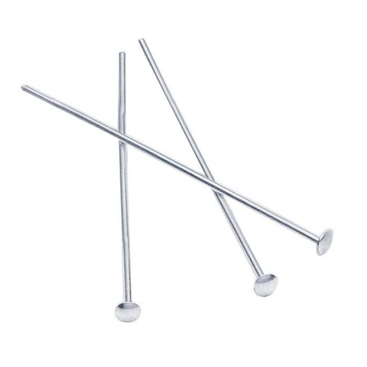 Sterling Silver 50.8mm 1.2mm Domed Head Pin, 0.40mm, 1/2-Hard
