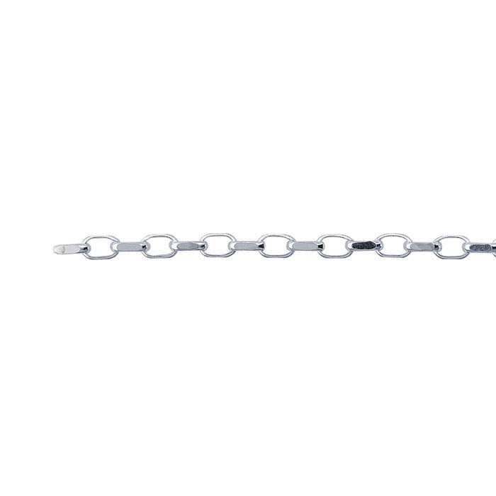 Αλυσίδα Καλώδιο Οβάλ με Διαμάντι Κοπής 2,3mm από Ασήμι Sterling, ανά Πόδι