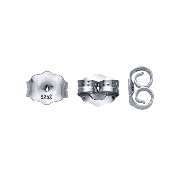 Sterling Silver Rhodium-Plated 5.1mm Friction Ear Nut