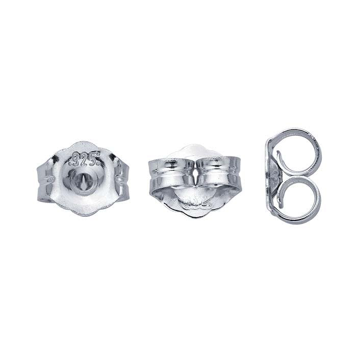 Sterling Silver Rhodium-Plated 5.4mm Friction Ear Nut