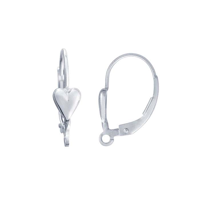 Heart Lever-Back Ear Wire with Open Ring