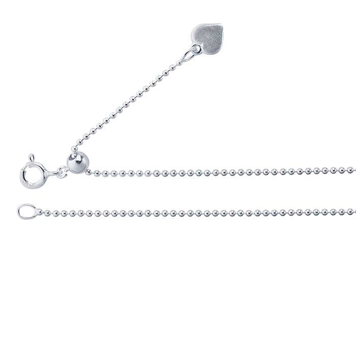 Sterling Silver 1.2mm Adjustable Bead Chain Necklace
