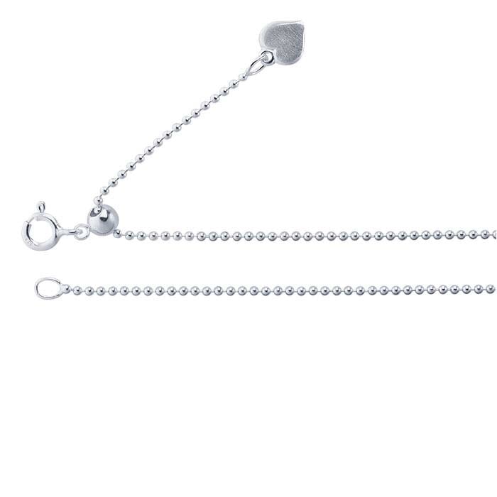Sterling Silver 1.5mm Adjustable Bead Chain Necklace